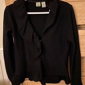 Anthropologie HWR Black Ruffle Cardigan